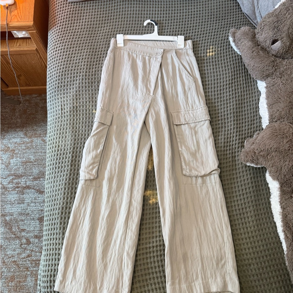 Zara Cream Wide-Leg Trousers